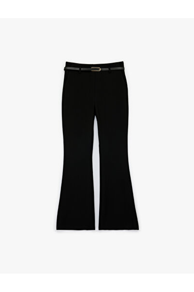 Koton Slim Fit Normal Waist Belted Flared Pants