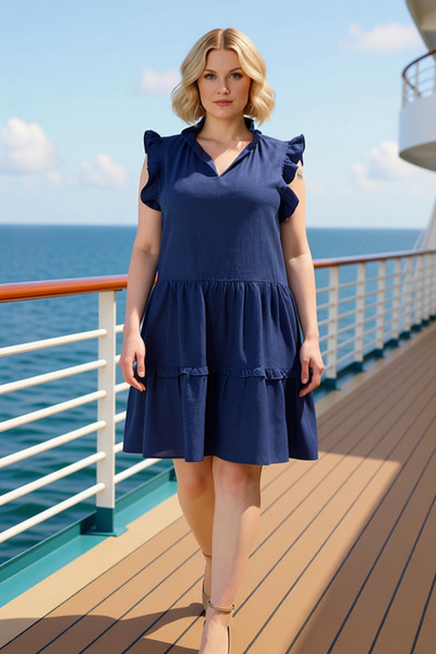 BENERLY Ženska haljina veće veličine, V-izrez, bez rukava, jednobojna Sa dezn...