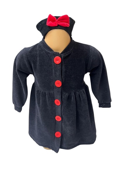Butik Lena فستان بناتي مخملي أسود
