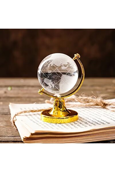 KRN GLOBAL GROUP Gold Dekoratif Cam Dünya Küre | Mini Ofis Masası Süsü | Şık ...