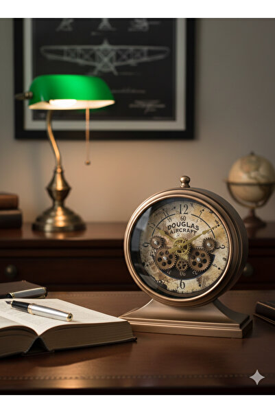 AAA Douglas Aircraft Temalı Bronz Masa Saati