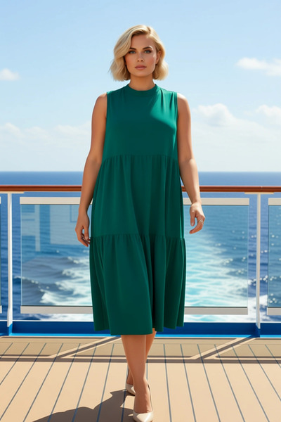 BENERLY فستان نسائي متوسط ​​الطول بدون أكمام منسوج من Aerobin مقاس كبير، عملي...