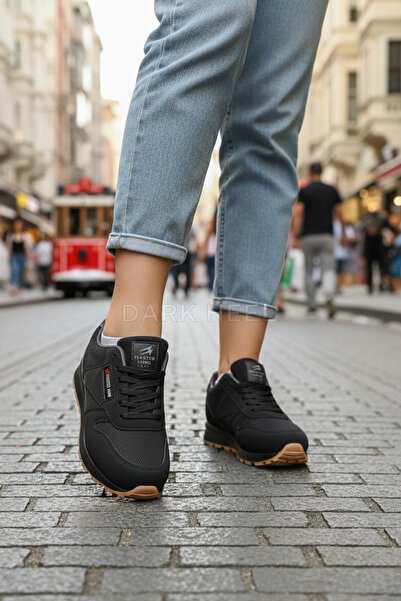 Dark Heel Kadın Siyah Füme Günlük Bağcıklı Casual Rahat Taban Sneaker Konforl...