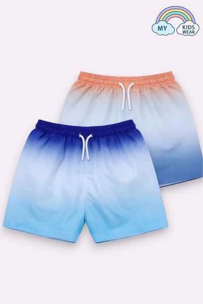 My Kids Wear Boy's Gradient Patterned Swim Shorts Set of 2, Ages 3-16, 12381