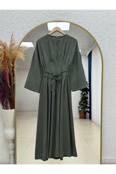 MİHRA STORE Güzide Double Belted Dress-En800.1 Khaki