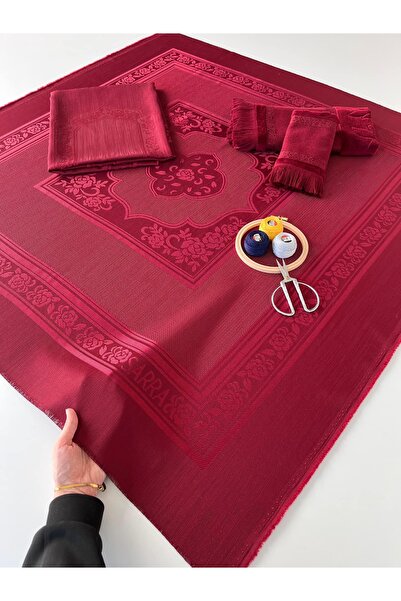 AYHANHOME Etamine Embroidered Panel Prayer Rug, Bohça, Hand, Face and Kitchen Towel 4-Piece Cross-Stitch Set