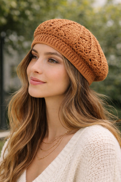 Mutlu İnsanlar Dükkanı Handmade Knitted Beanie |   Patterned Women's Beret |   Winter & Transitional Stylish Beret