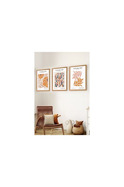 Vivense PREMİUM AHŞAP ÇERÇEVELİ ÜÇLÜ İSKANDİNAV BOHEM TABLO SETİ, SET8, 70x50