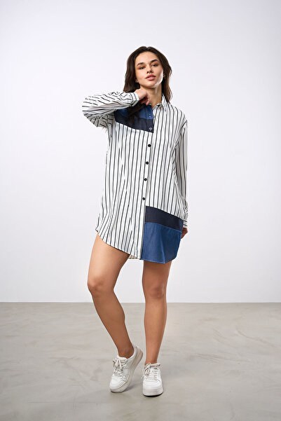 HANIQA Paneled Striped Long Shirt |   44-50 |   5020