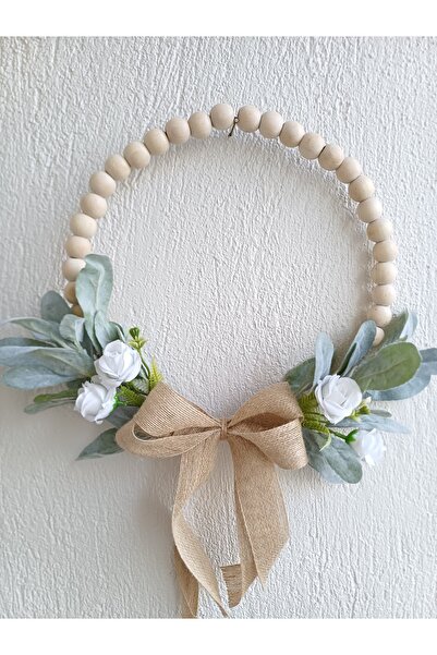 Okaliptus Tasarım Dusty Leaf Bow Detailed Door Decor Door Ornament