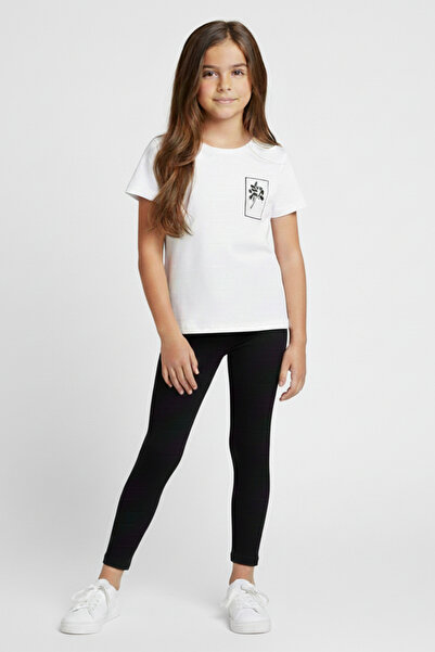 Arma Yıldız Κοριτσίστικο μαύρο βαμβακερό ελαστικό ύφασμα ίσιο μακρύ κολάν