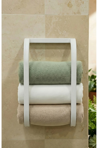 Işıl Concept Towel Holder, Modern Bathroom Towel Rack, Screw Mounted Bathroom Towel Organizer, Metal Bathroom Towel Shelf