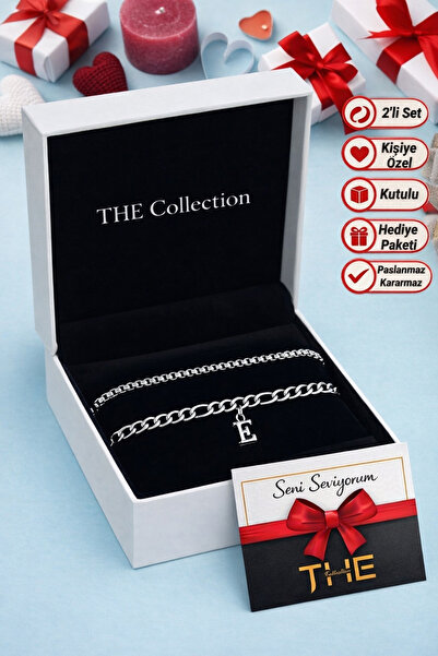 The Collection 2'li Harfli Paslanmaz | Kararmaz | Unisex | Çelik Bileklik Set...