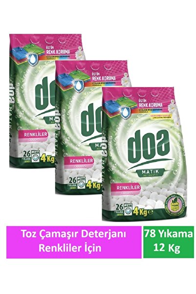 Doa Toz Çamaşır Deterjanı Matik Renkliler 3 x 4 Kg