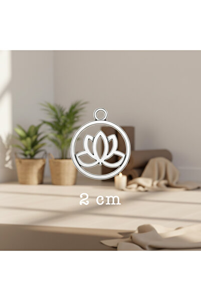 Trakya Tattoo Gümüş Kaplama Lotus Çiçeği Kolye Ucu - Yoga ve Spiritüel Temalı...
