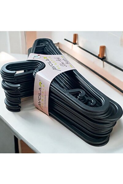 AVCILAR PLASTİK Πλαστικές κρεμάστρες ρούχων 24 τεμαχίων, ανθεκτικό μαύρο σετ ...