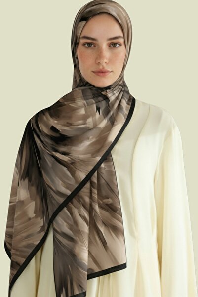 Karaca YAPRAK DESENLİ VİSKON ŞAL SİYAH - KREM