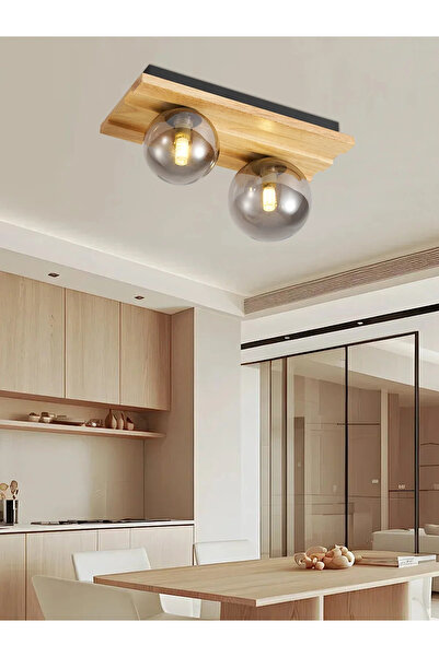 HubRom MEGGY 4174-2W-WDD Ξύλινος Πολυέλαιος 30x28 εκ. 2xG9