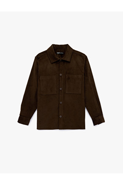 Koton Cămașă din catifea material reiat cu mânecă lungă, cu buzunare, din bum...