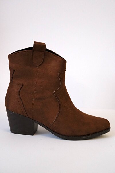 Munshoes COW Western Süet Kadın Topuklu Bot
