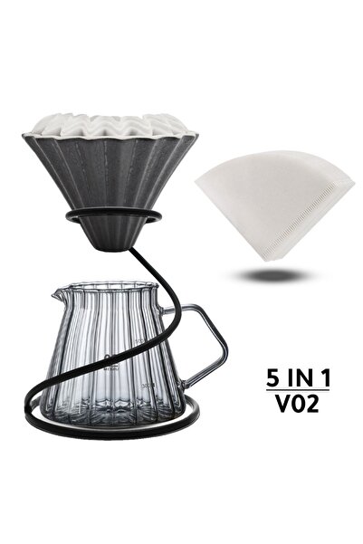 MIBRU V60 Set includes a kettle, drip funnel, and metal base with two types o...