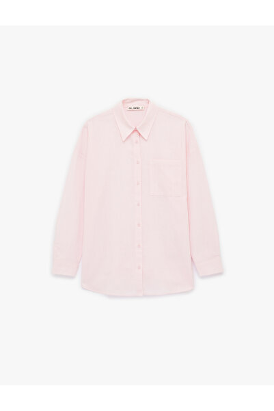 Koton Pocket Detailed Cotton Long Sleeve Classic Collar Oversized Shirt