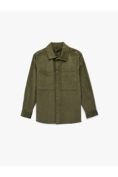 Koton Cămașă din catifea material reiat cu mânecă lungă, cu buzunare, din bum...