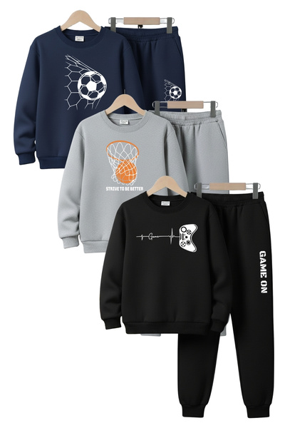 FYK COLLECTİON Σετ αθλητικής φόρμας για αγόρια με επένδυση fleece τεμάχια με ...