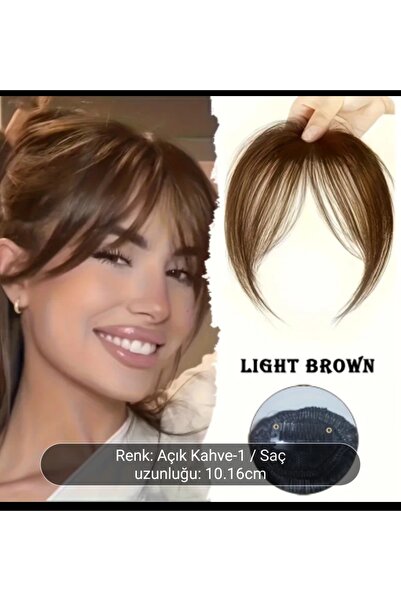PERUKCU Zarif Gerçek Görünümlü kahkül Sentetik Kaliteli Takma kahkü Açık kahv...
