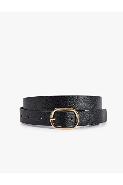 Koton Textured Faux Leather Belt with Buckle