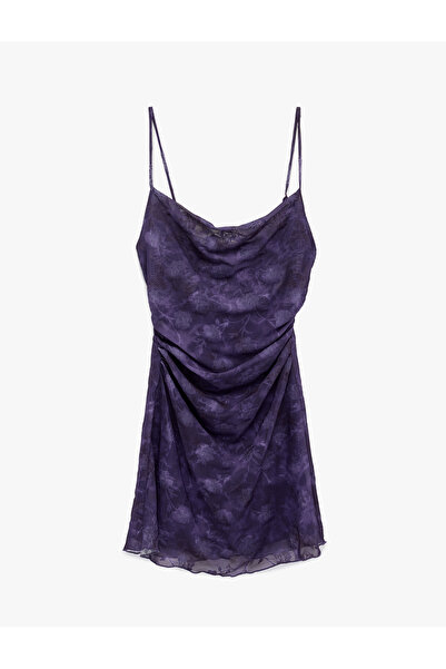 Koton Slim Fit Degaje Collar Batik Patterned Strap Mini Dress