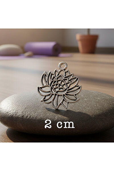 Trakya Tattoo Gümüş Kaplama Lotus Çiçeği Kolye Ucu - Yoga ve Spiritüel Temalı...