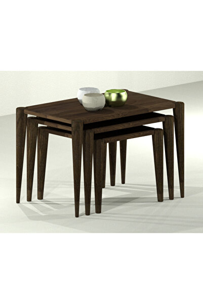 Ekübya Home % 100 Doğal Ahşap Zigon Sehpa Takımı - Yan Sehpa - Dekoratif