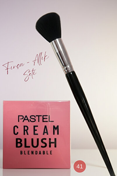 Pastel Kadın Kozmetik Allık Paleti ve Allık Fırçası 2`li Set