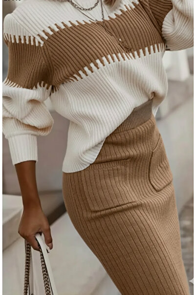 rengastyle Set de două piese pentru femei: fustă cu detalii de buzunar și pul...