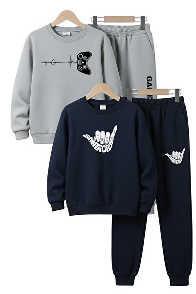 FYK COLLECTİON Σετ αθλητικής φόρμας για αγόρια με 3 κλωστές, στρογγυλή λαιμόκ...