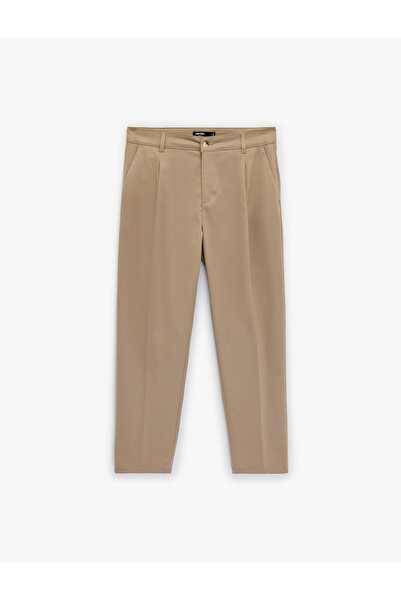 Koton Comfortable Fit Pocketed Viscose Blend Pleated Fabric Pants