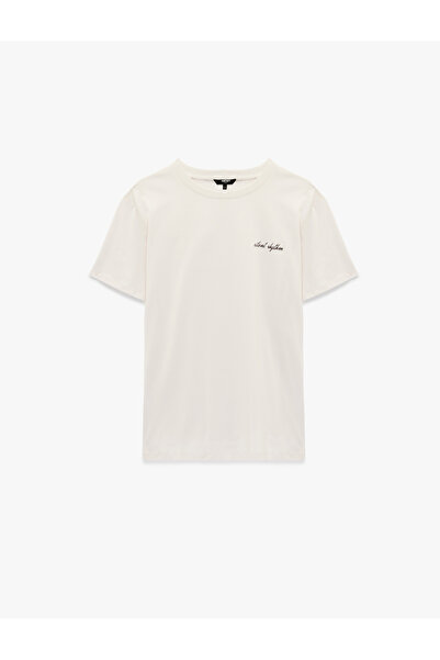 Koton Regular Fit Short Sleeve Crew Neck Cotton Back Printed T-Shirt