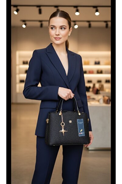 eflanmoda Geantă de mână și de umăr Miami Polo pentru femei, cu 3 compartimen...