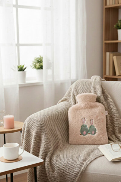 shop Sevimli Tavşan Tasarımlı Mini Peluş Sıcak Su Torbası - Pudra Pembe Yumuş...