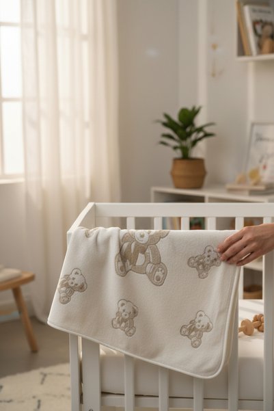 balbeybi Teddy Bear Baby Blanket Wellsoft Soft Textured Embroidered Newborn Baby Blanket Gift