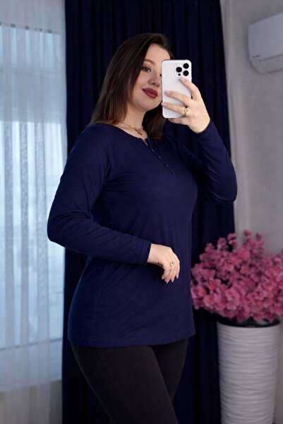 YNSGİYİM yeni - Yns - Kadın Pamuklu Ribana %100 T-shırt Bluz Uzun Kollu