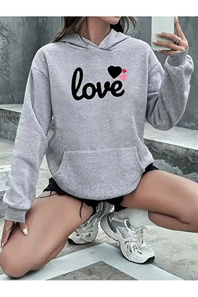 Sweet Cotton Love Printed unisex kangaroo pocket Hooded sweatshirt