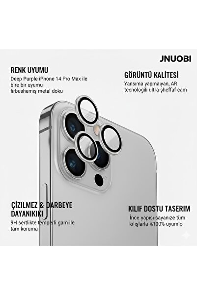 JNUOBI iPhone 14 Pro Max Gerçek Cam Safir Lens Koruma