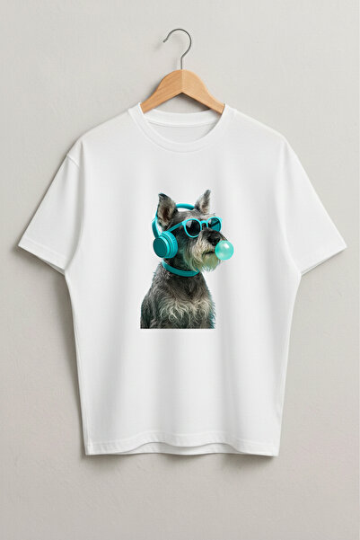 LORVEX Blue Gum Headed Dog Printed Oversized Unisex Cotton Tshirt - T-Shirt