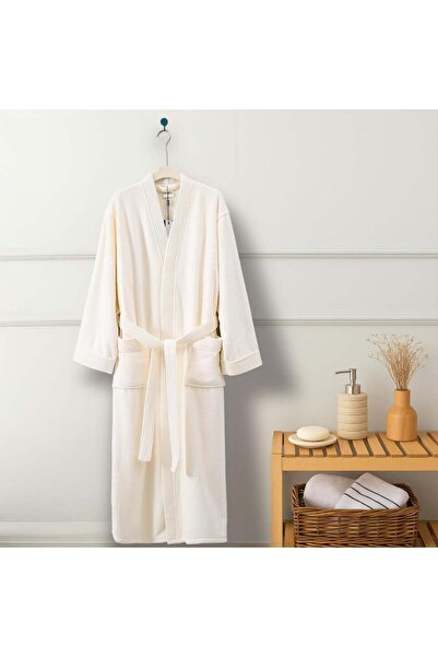 Melen Coral fleece bathrobe, highly absorbent - Olean - Off-white