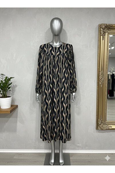 fariza tekstil Büzgü robalı geniş kesim menekşe kumaş anne elbise