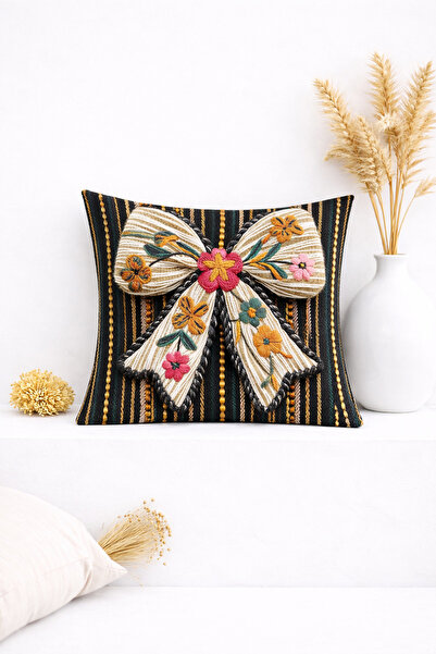 Ases Design Husă decorativă pentru pernă cu efect de broderie 3D, cu fir flor...