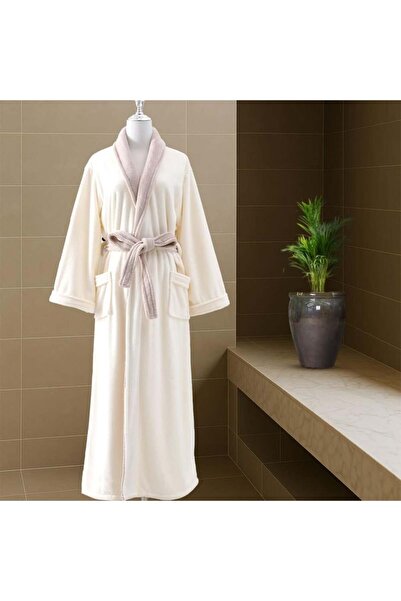 Melen Modern Creamy Coral Fleece Bathrobe - Highly Absorbent