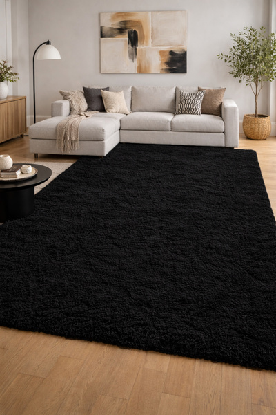 KEVLİNE Yıkanabilir Kaymaz Taban Puffy Peluş Yumuşak Tuşeli Halı